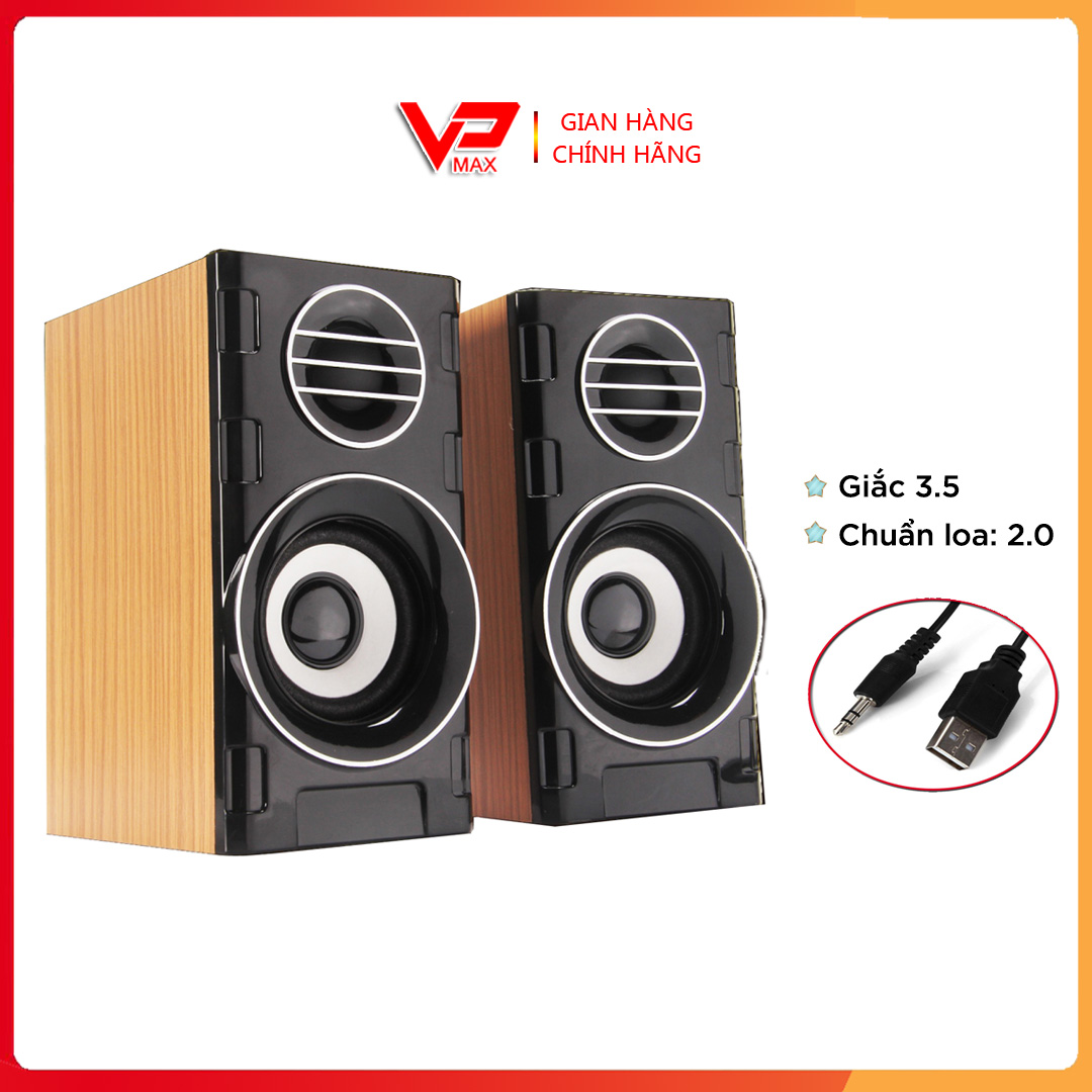 [Sẵn kho HN - SG] Loa máy tính SkySound 818 - 2.0 - vỏ gỗ cổng sạc USB jack 3.5 dùng cho máy tính laptop - vpmax