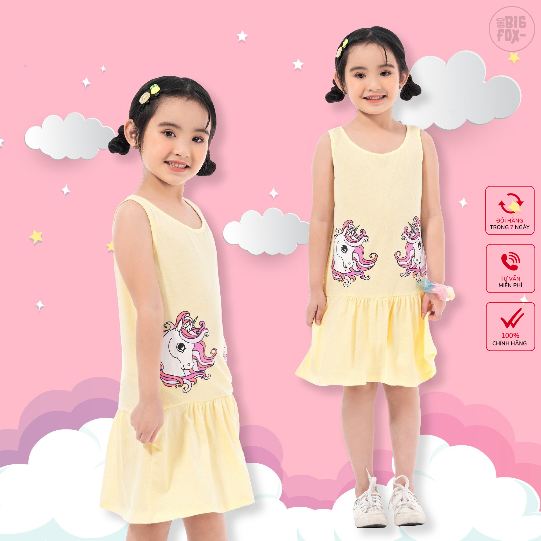 Đầm Cho Bé Gái Miss Meow Tới Size Đại . Váy Cotton Thun Sát Nách Xòe Gấu In Hình Ngựa