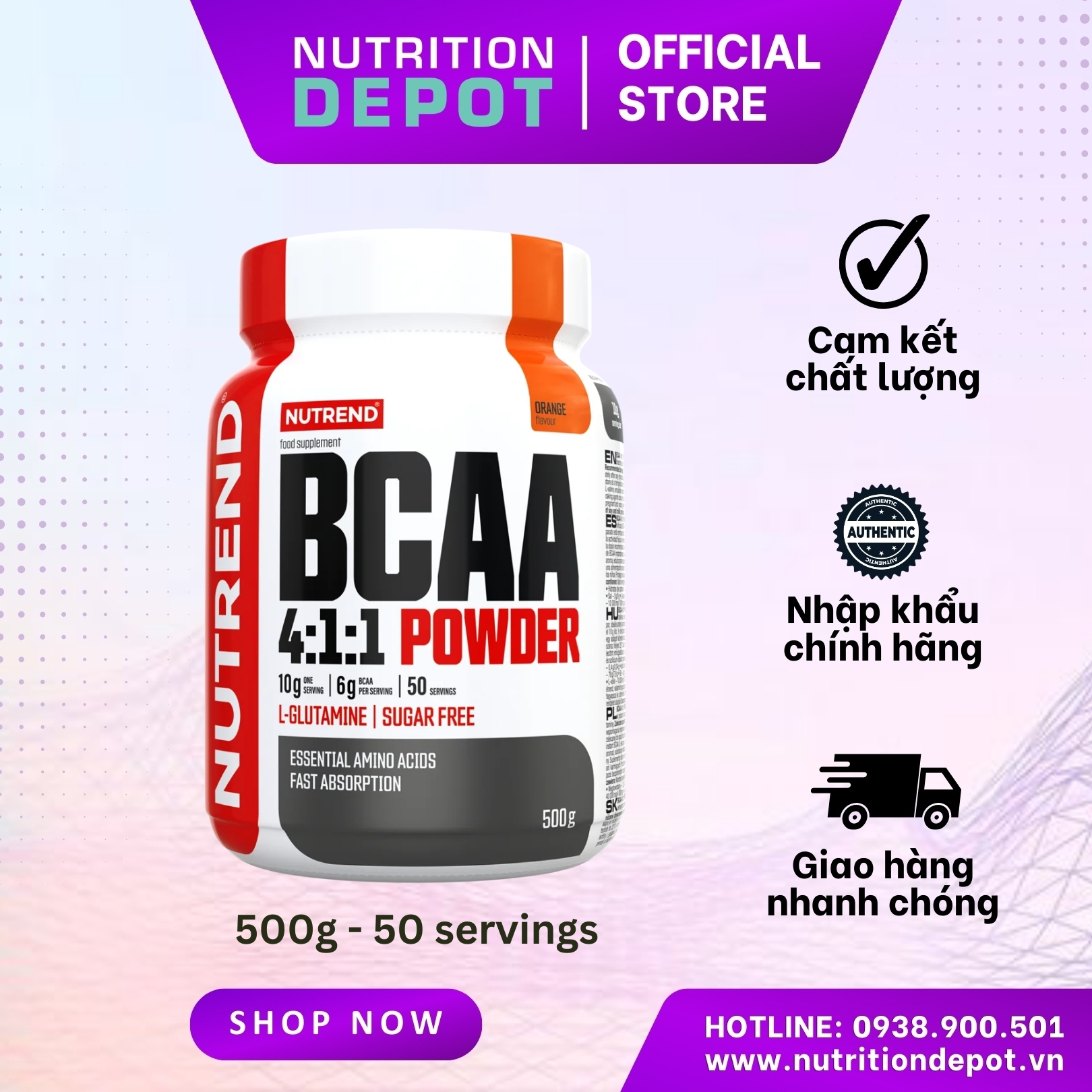 NUTREND BCAA 4 1 1 POWDER, 500G 50 servings - Nutrition Depot Vietnam