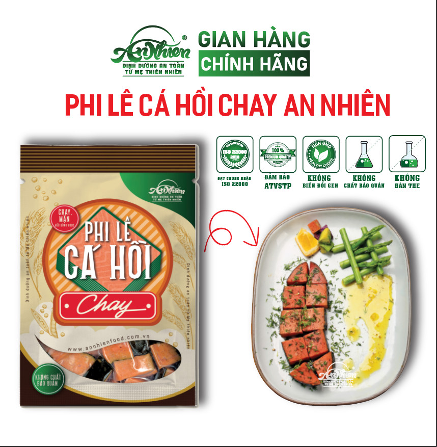 Phi lê cá hồi chay an nhiên 500g, thịt chay, thực phẩm chay dinh dưỡng, thuần chay healthy, đồ ăn chay