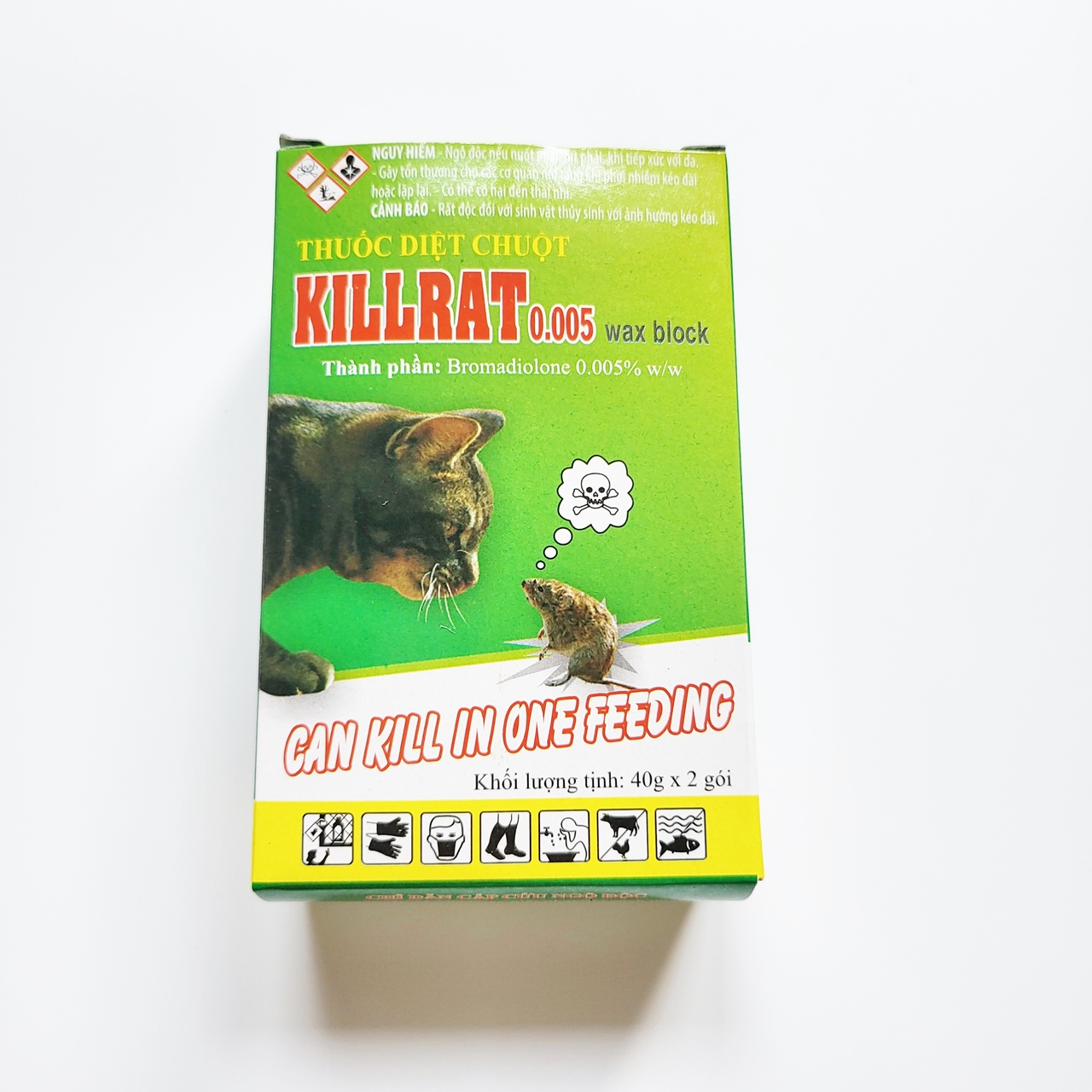 Thuốc diệt chuột Killrat hộp 80gr 2 gói an toàn với người và vật nuôi dễ sử dụng (Không cần trộn thức ăn)