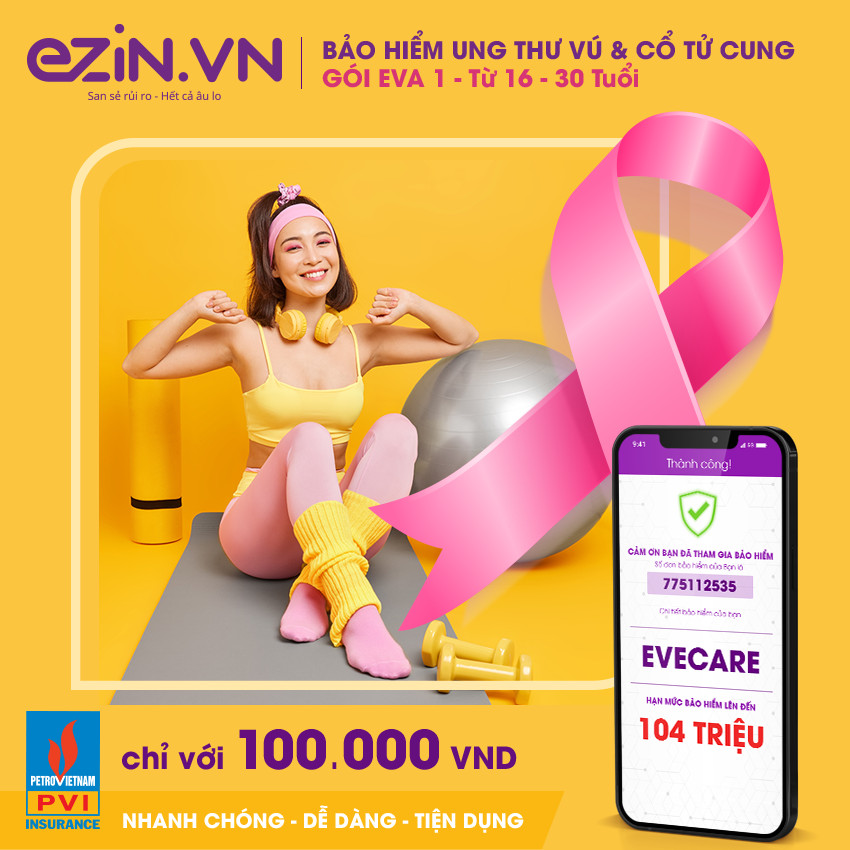 [E-voucher - Nhận qua SMS]Mã thẻ bảo hiểm EZIN EVA CARE 16 đến 30 tuổi