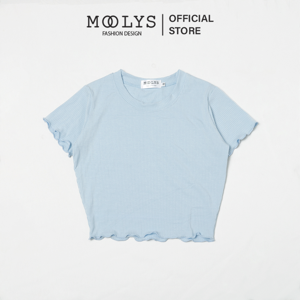 Áo crop top thun gân đơn giản, basic Moolys MC010