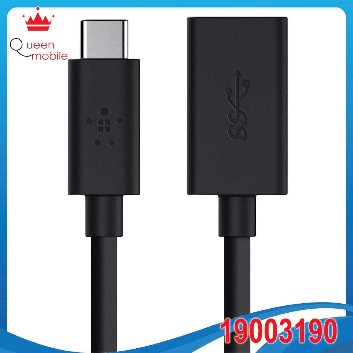 Dây cáp chuyển đổi 3.0 usb-c sang usb-a belkin f2cu036btblk 14cm - hàng chính hãng