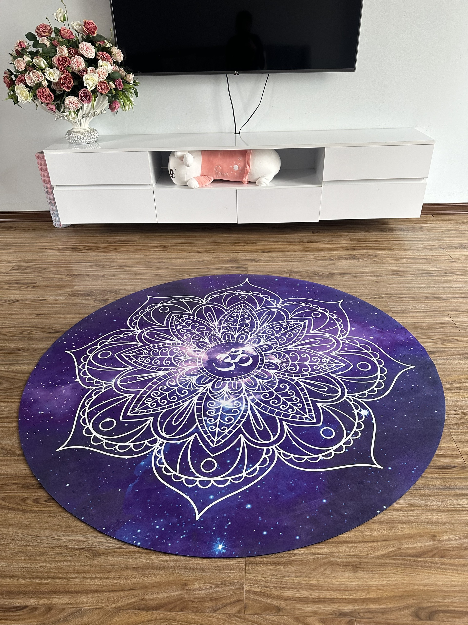 Thảm tập Yoga cao su tròn 1,4m Hàng chuyên dụng yoga hoa văn siêu đẹp Tặng túi đựng thảm