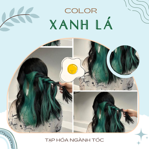 Thuốc nhuộm màu Xanh Lá (không tẩy tóc) kèm trợ nhuộm và găng tay