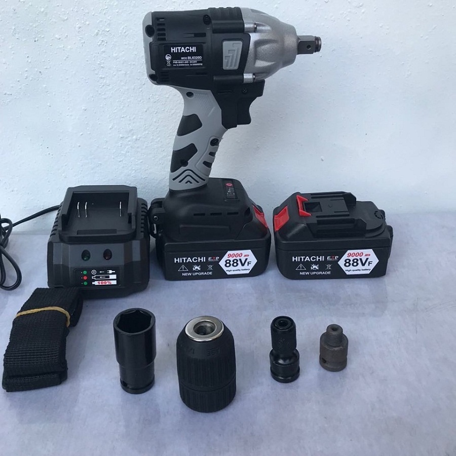 Máy vặn mở ốc Hitachi 88V Dùng Pin - Máy Siết ốc Pin Cầm Tay - Chức năng: Khoan, bắn vít, siết mở bulong tặng kèm bộ măng ranh