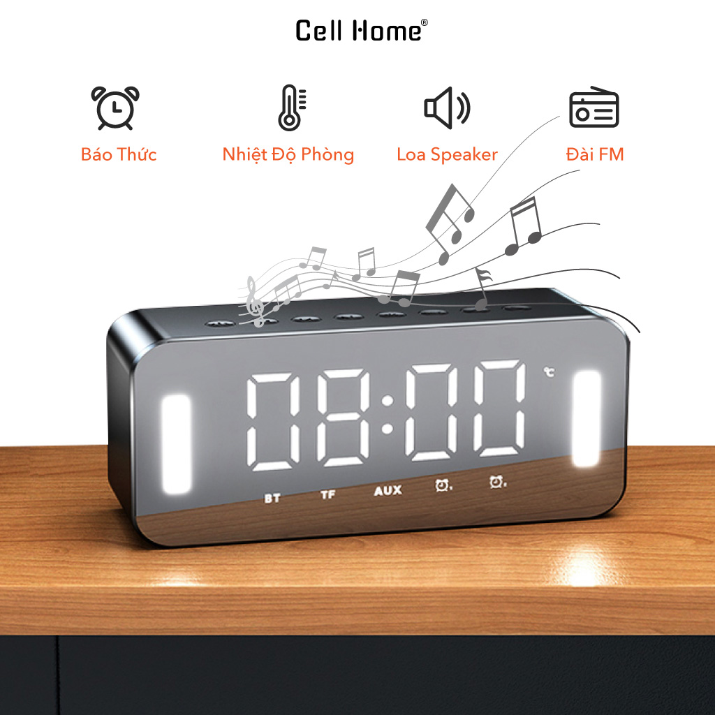 Đồng hồ LED để bàn báo thức loa Bluetooth H8 báo chỉ nhiệt độ Radio dò kênh tự động