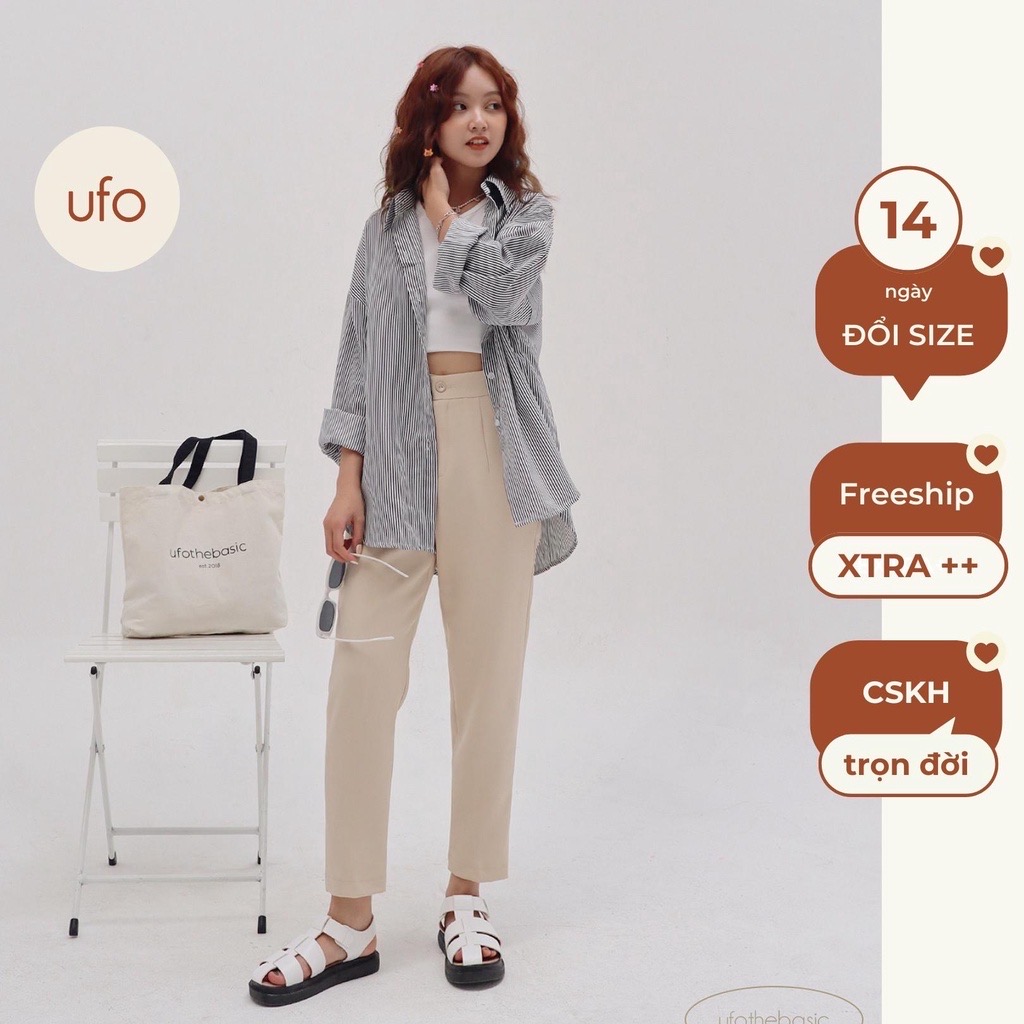 Quần baggy nữ màu be nhạt – Basic Baggy – ufo.thebasic