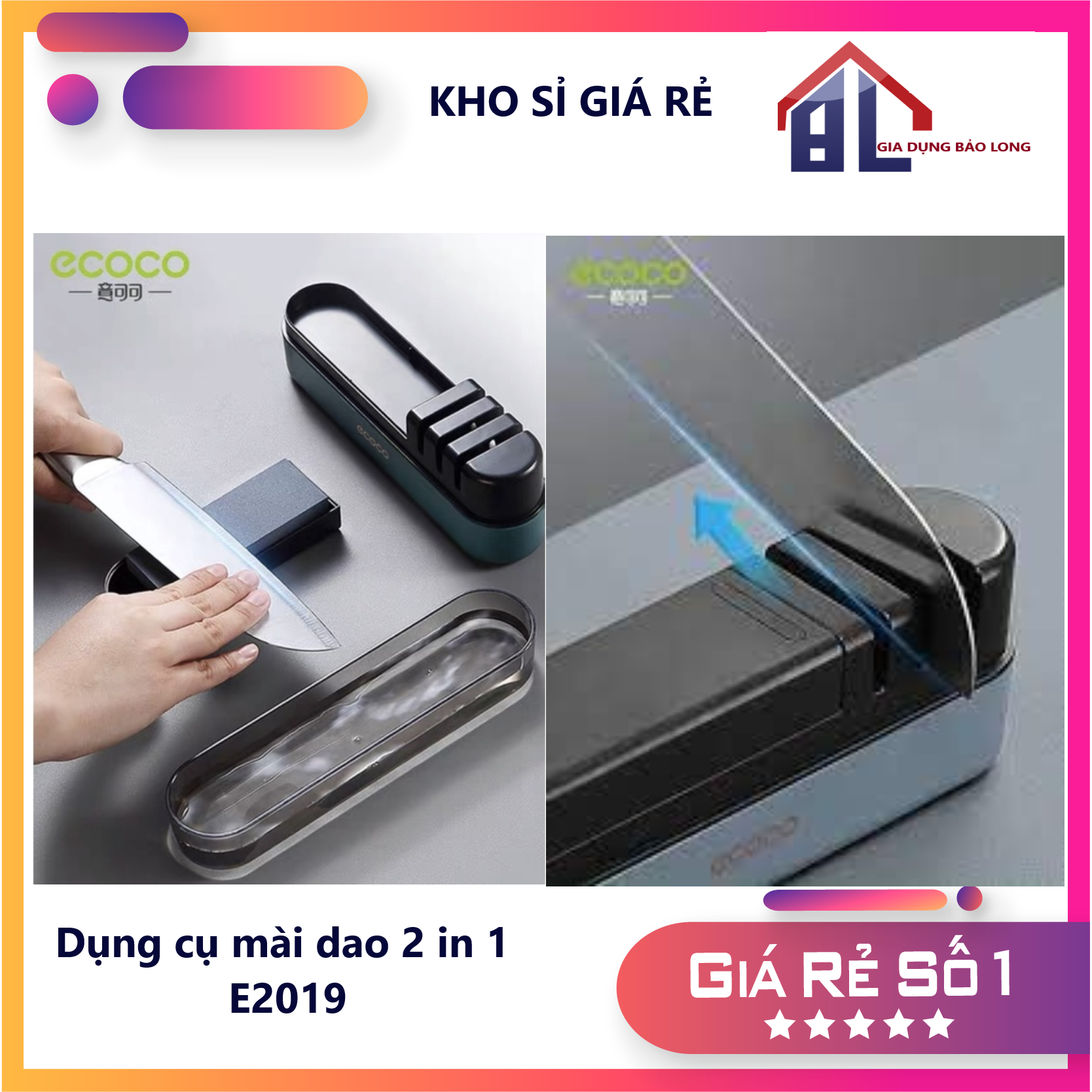Bộ đá mài dao nhà bếp 4 tầng đa năng,máy mài dao cầm tay, đá mài nhanh chuyên nghiệp ecoco e2109