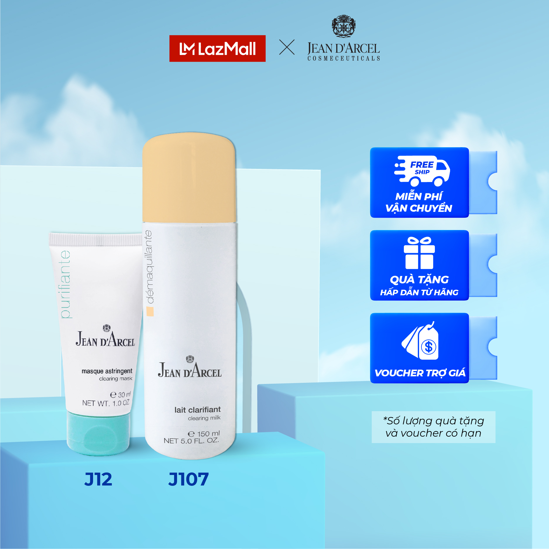 Combo j107 + j12 sữa rửa mặt cho da dầu mụn 150ml và mặt nạ giảm mụn - jean d'arcel