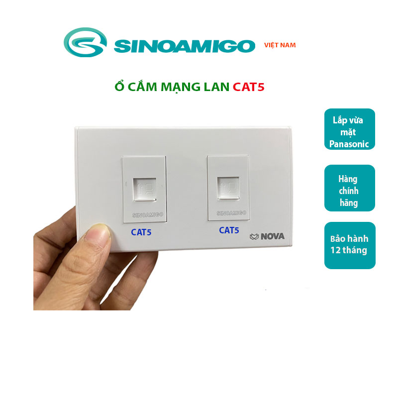 Combo ổ cắm mạng cat5/ cat6 âm tường chính hãng Sinoamigo