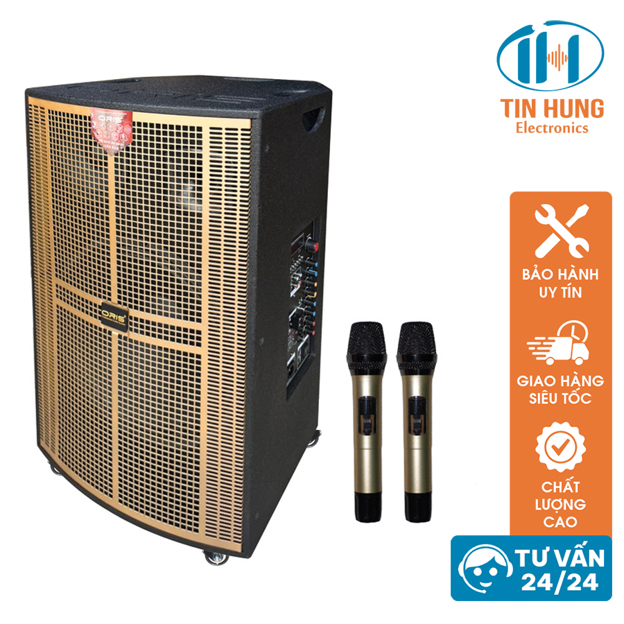 Loa kéo di động 4 tấc TO-15T80 công suất mạnh mẽ, vỏ ngoài bằng gỗ ép công nghiệp, lưới sắt bao bọc toàn bộ mặt trước của loa - ORIS Professional