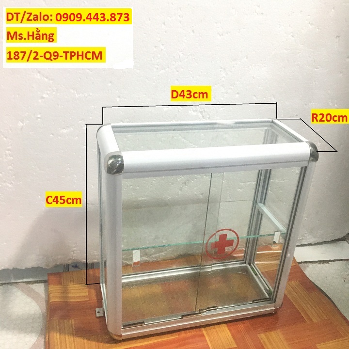 Tủ thuốc y tế - tủ thuốc lá nhôm kính hàng đặt-tt432045t-hd-