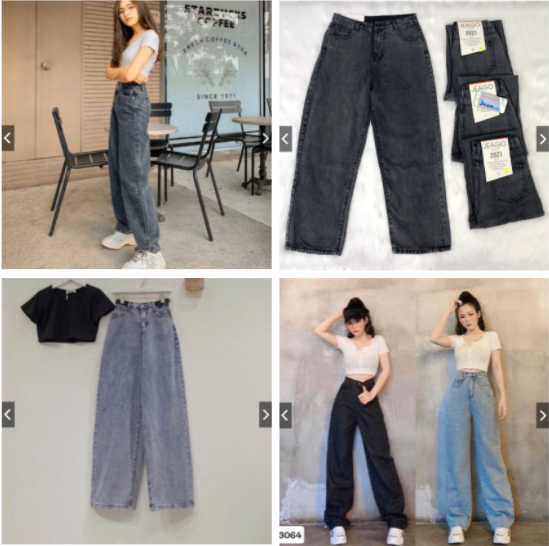 Quàn jean nữ quần bò nữ ống rộng suông 3 màu chuẩn hình
