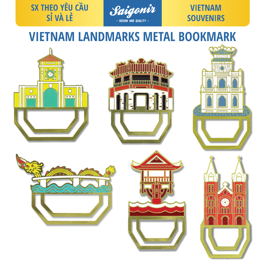 [HCM]Tổng Hợp Đánh Dấu Sách Kim Loại Bookmark Kẹp Giấy - BST Bookmark "Danh Thắng Việt Nam" của Saigonir - Quà Tặng - Quà Lưu Niệm Việt Nam