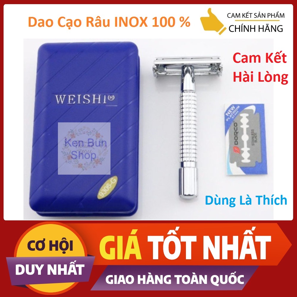 Cạo râu Inox cổ điển Mingshi 9508 Phiên Bản Nâng Cấp Của Weishi [ Cam Kết Chuẩn INOX Hàng Loại 1 ] FULLBOX