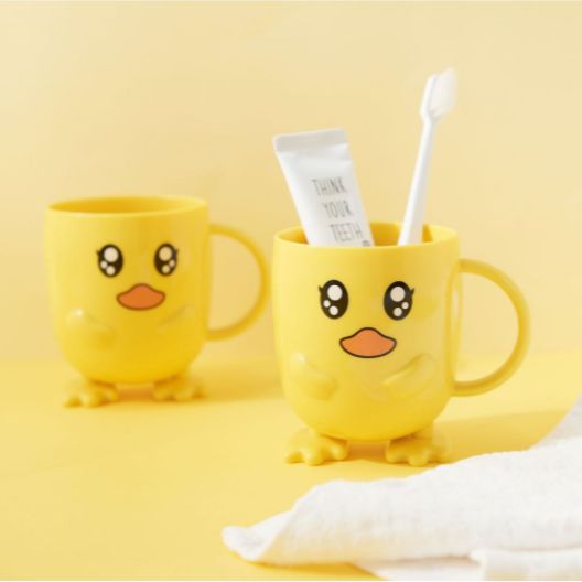 Cốc uống nước cho bé, cốc đánh răng cho bé hình vịt vàng