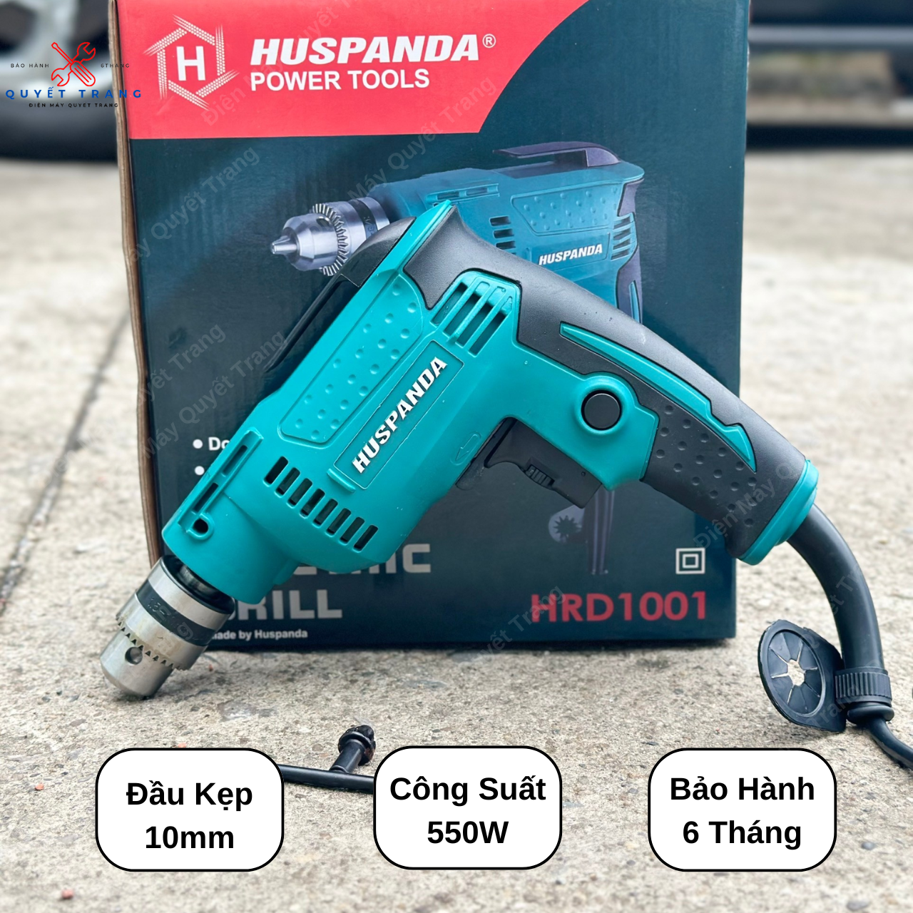 Máy khoan điện huspanda 10mm hrd1001 công suất 550w máy khoan điện mini cầm tay