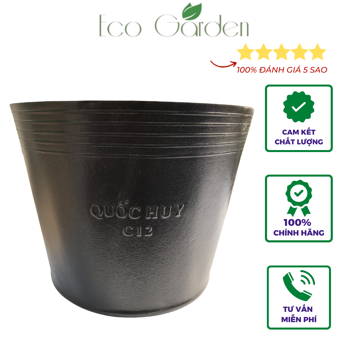 Chậu nhựa C12 đen trồng cây, trồng hoa cỡ lớn