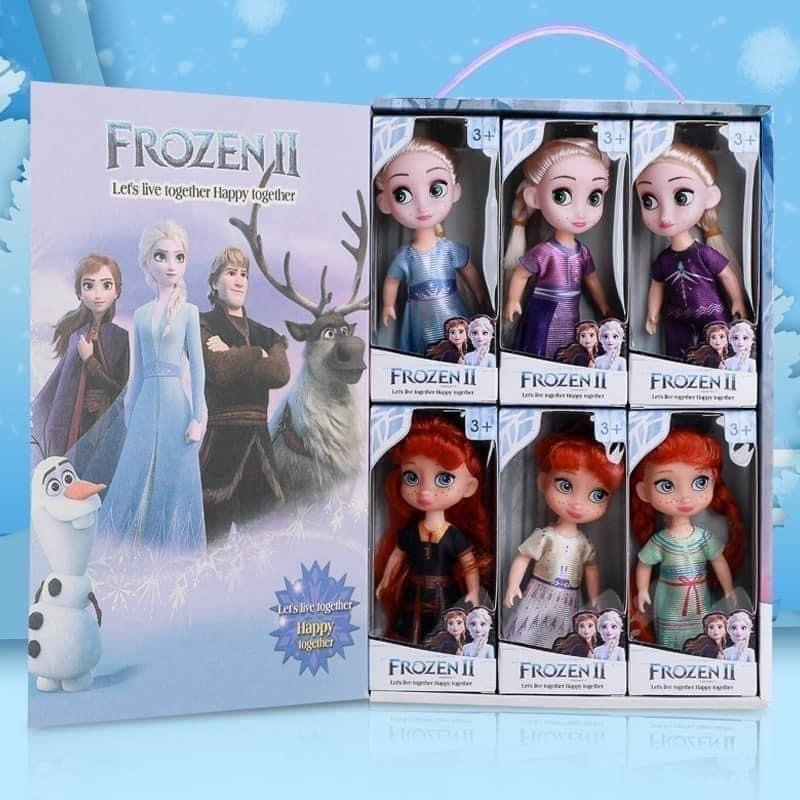 Đồ chơi trẻ em set 6 búp bê công chúa elsa & anna frozen ii - disney 6.5 inch
