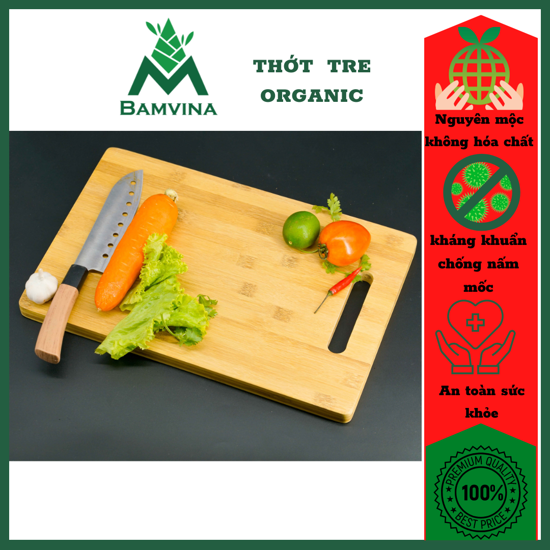 Thớt Tre Chữ Nhật Kháng Khuẩn Không Tạo Mùn, Không Ẩm Mốc Bamboo vina