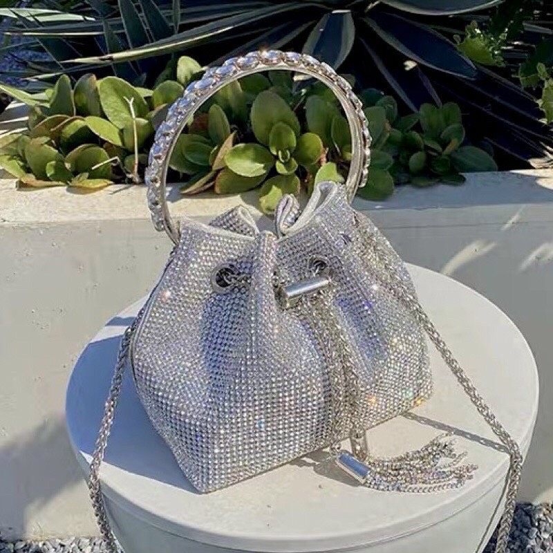 Túi đeo vai đeo chéo dây rút quai đính đá bing bling siêu hot