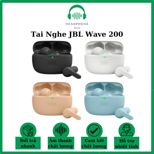  Tai Nghe Bluetooth True Wireless JBL Wave 200 TWS _ Âm bass mạnh mẽ Chống ồn ANC Chuẩn âm thanh Chống nước IPX2. 