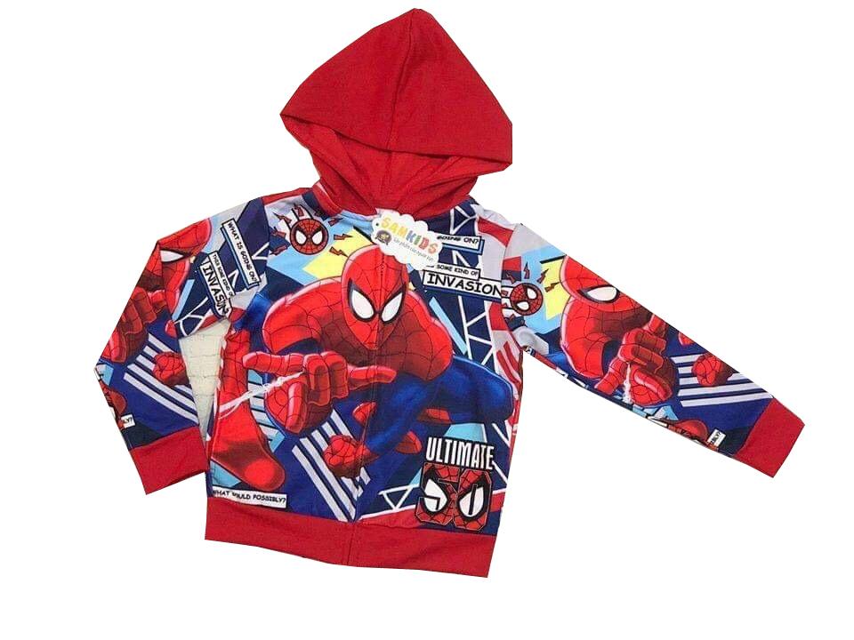 ÁO KHOÁC BÉ TRAI IN HÌNH SIÊU NHÂN NHỆN(XANH-ĐỎ)