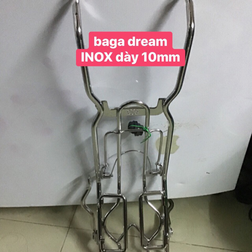 Baga xe máy Dream INOX 10Ly cho xe dream chiến, đây là phụ tùng xe máy và là đồ chơi xe máy mang phong cách riêng, cũng giống như baga sirius, wave đây là phụ tùng xe máy rất tiện ích cho mọi gia đình