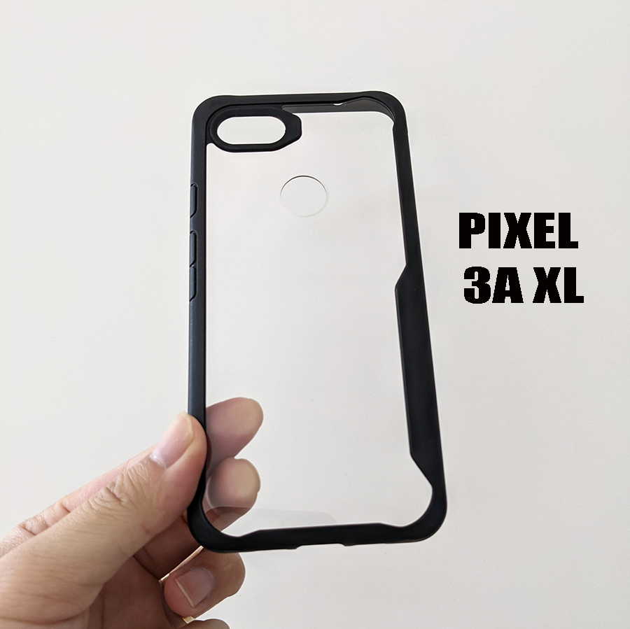 Ốp lưng chống sốc Google Pixel 3A XL mặt lưng cứng trong suốt viền đen