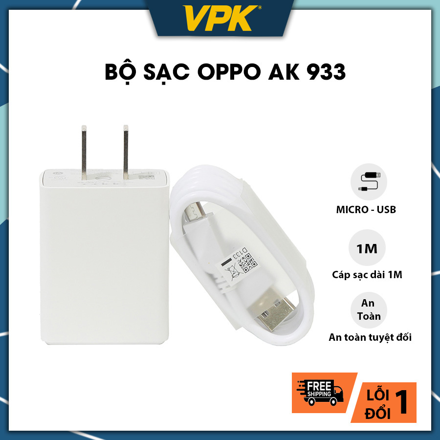 Bộ sạc Oppo AK 933 10W, Củ sạc 933, Cáp sạc chân Micro-Usb