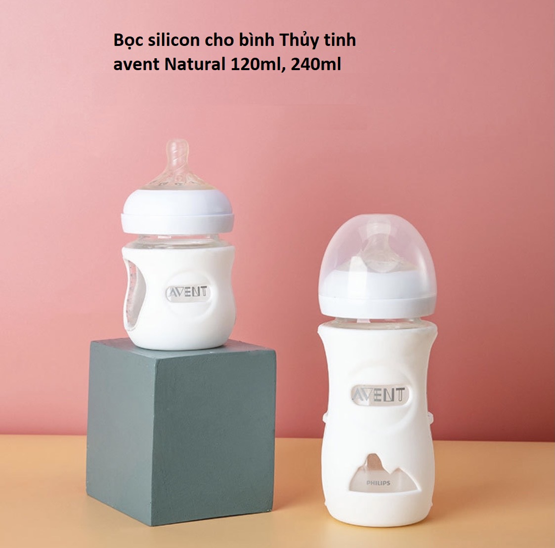 Bọc Silicon Cho Bình Sữa Avent Thủy Tinh cổ rộng