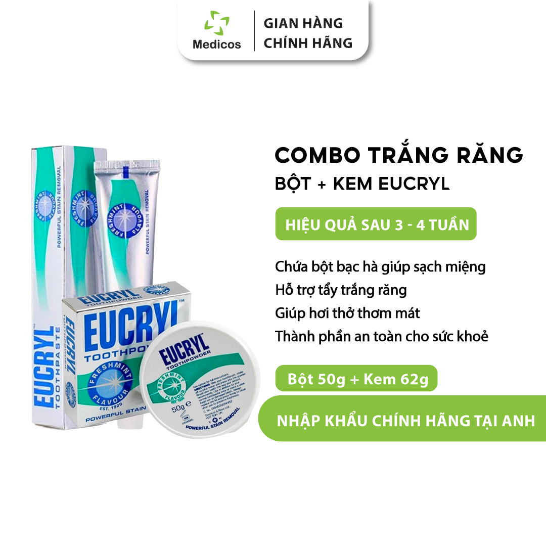 Kem Đánh Răng Làm Trắng Răng Hương Bạc Hà Eucryl Toothpaste Chính Hãng