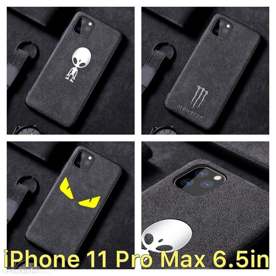 Ốp lưng da lộn in chìm 3D độc đáo, kiểu dáng cool ngầu, viền dẻo chống trầy cho iPhone 11 Pro Max 6.5inch