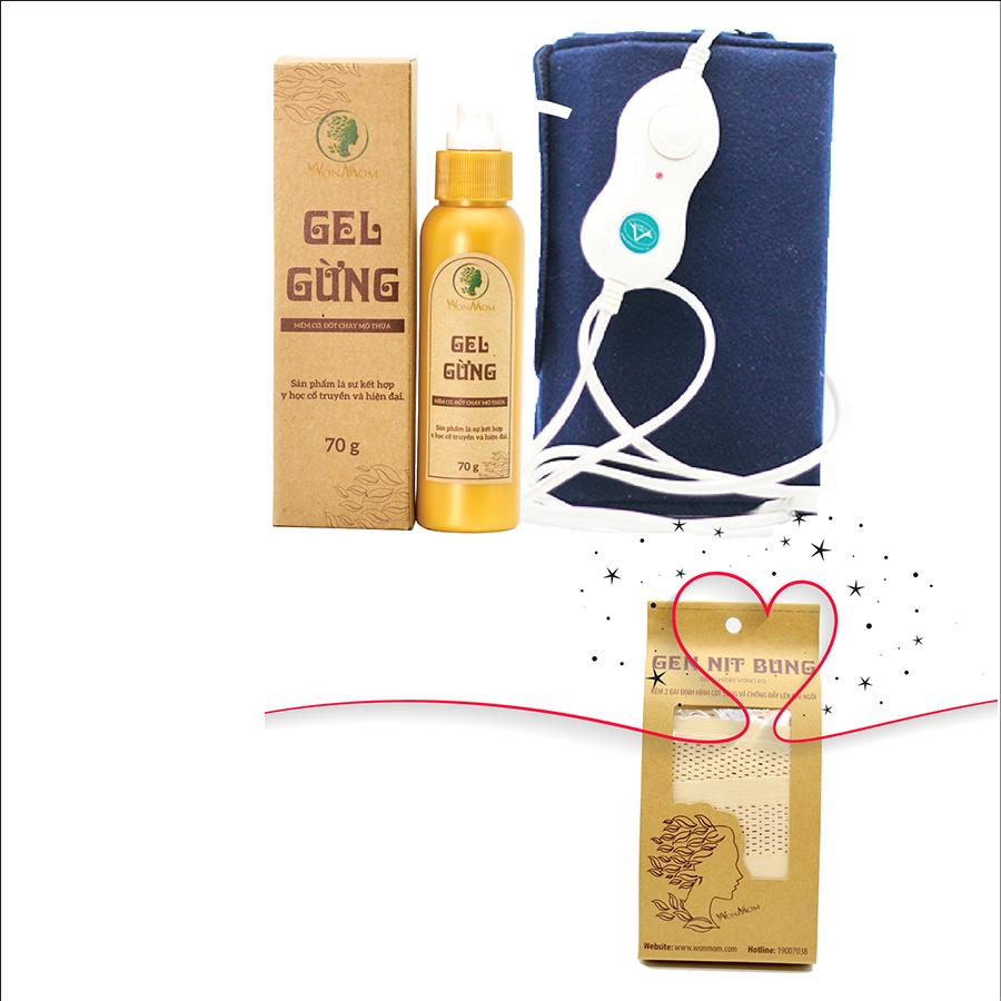 Bộ gel tan mỡ đai quấn nóng wonmom tặng gen nịt bụng