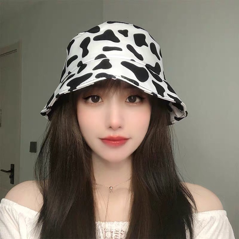 Mũ bucket hoạ tiết bò sữa, nón tai bèo form rộng phong cách Ulzzang kiểu dáng unisex thời trang nam nữ