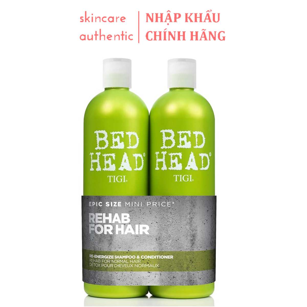 Dầu gội xả Tigi màu xanh lá số 1 Re-Energize dành cho tóc mất đi độ bóng 1500ml dầu gội dầu xả Tigi dưỡng ẩm cho tóc