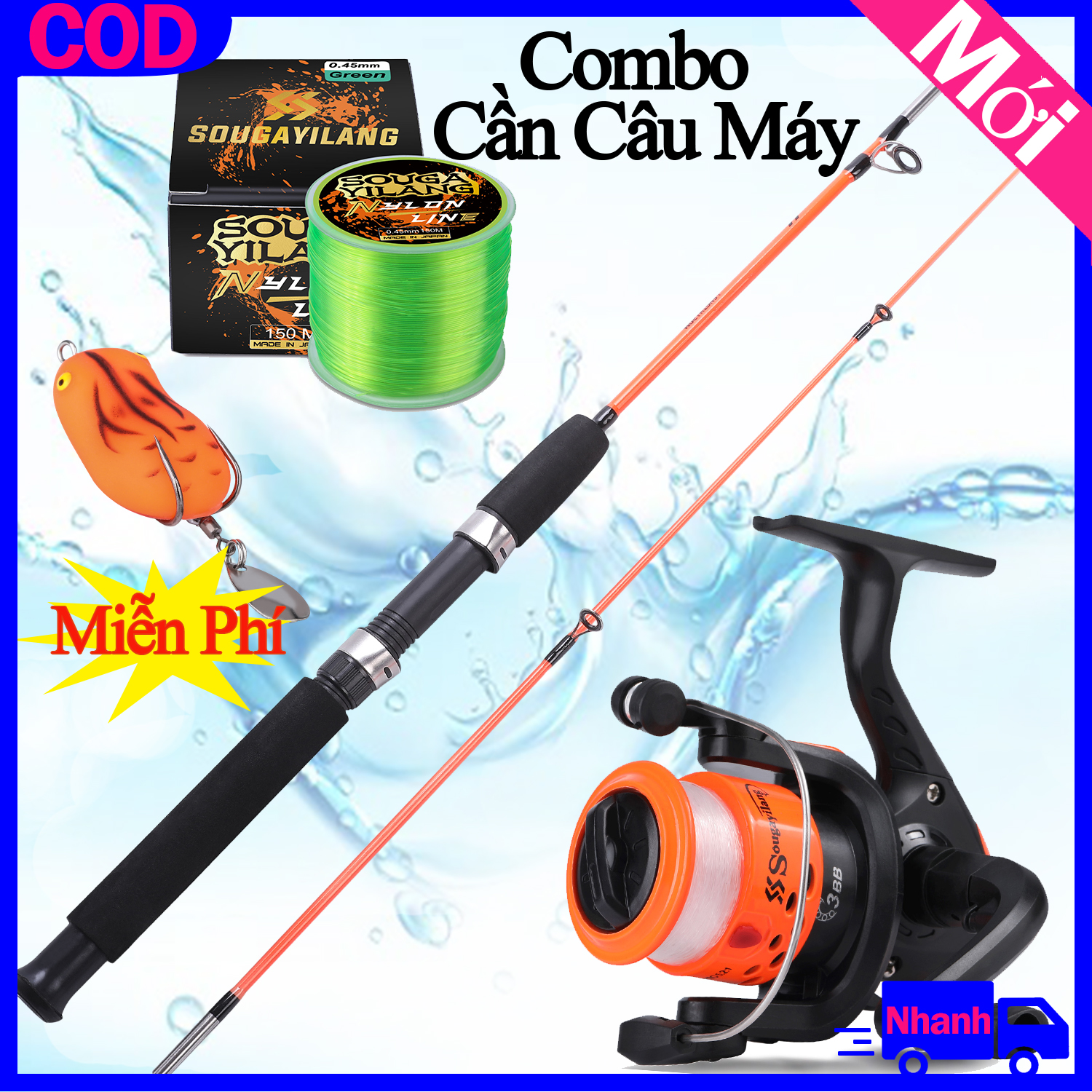 Combo cần câu lure,cần lure máy đứng,máy câu và cần câu máy1.2m 1.8m và dây câu cá 150m