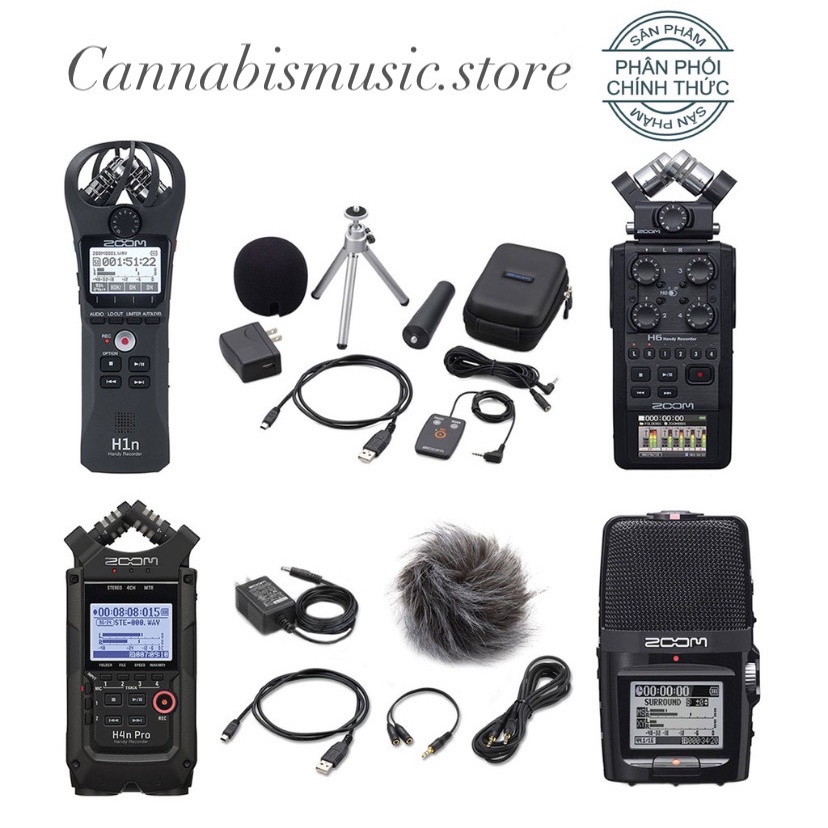 Bộ máy thu ghi âm mic zoom h1n, h2n, h4n-pro black, h6 black - thiết bị thu âm cầm tay kỹ thuật số microphone stereo