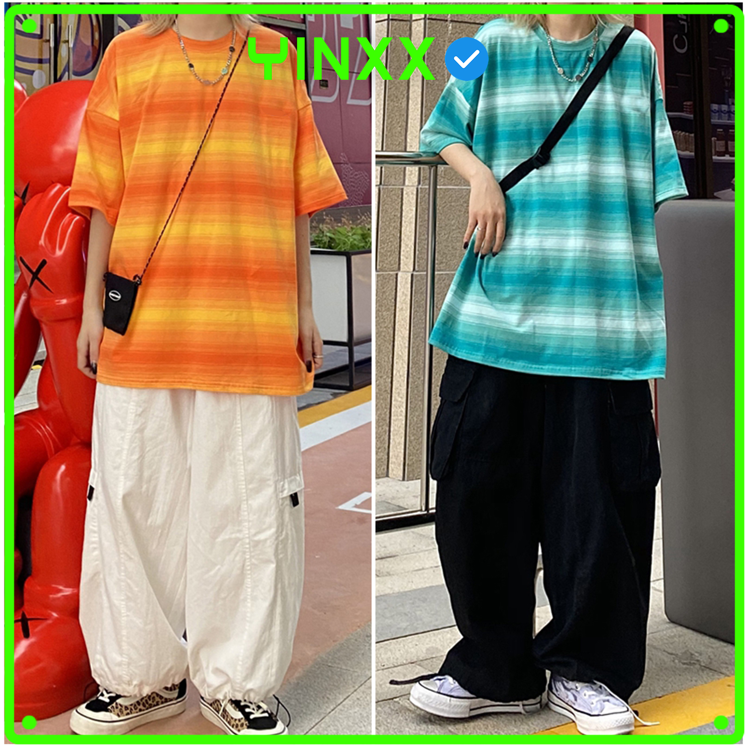 Áo thun tay lỡ nam nữ kẻ sọc ngang Yinxx áo phông Unisex form rộng ATL02