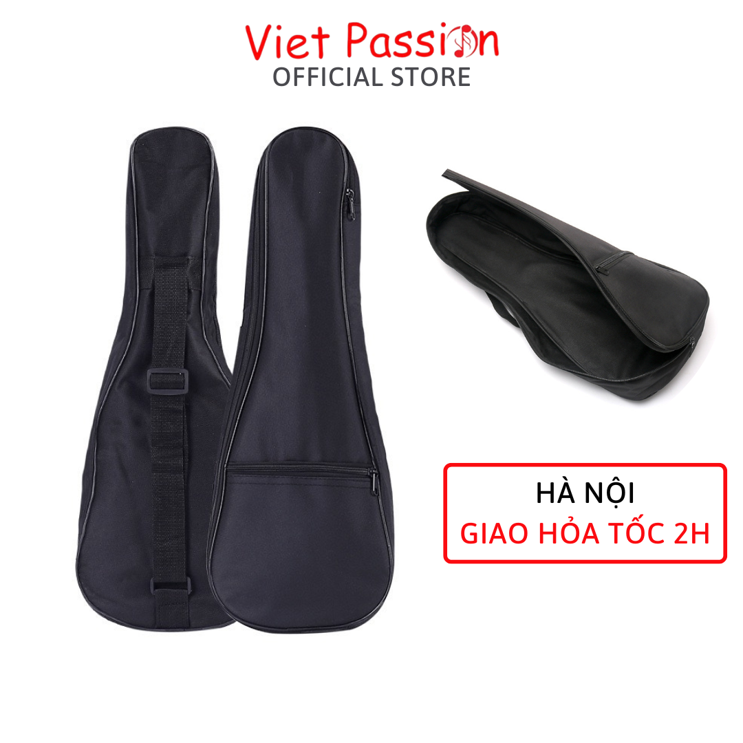 Bao đàn ukulele 3 lớp bao vải đàn 21 inch size 23 và 26 inch màu đen chất lượng Viet Passion