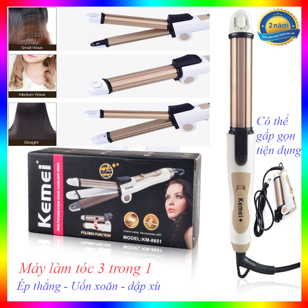 Máy duỗi tóc - Máy uốn tóc đa năng 3 in 1 kèm vỏ bảo vệ cao cấp thời trang 3 in 1