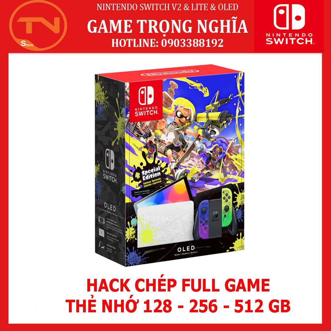 Máy Nintendo Switch OLED phiên bản Splatoon 3 Limited CHÉP FULL GAME mod chip V6 mới nhất. - Tặng miếng dán cường lực & bọc Analog - Bảo hành 3 tháng