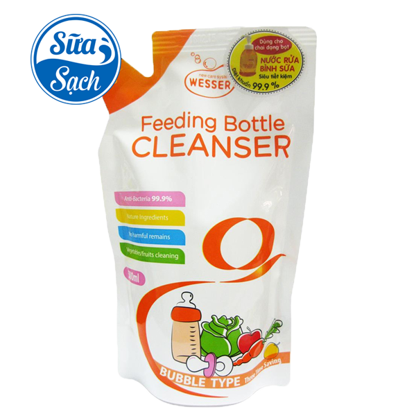 Nước rửa bình sữa Wesser dạng túi 500ml (Nhập khẩu)