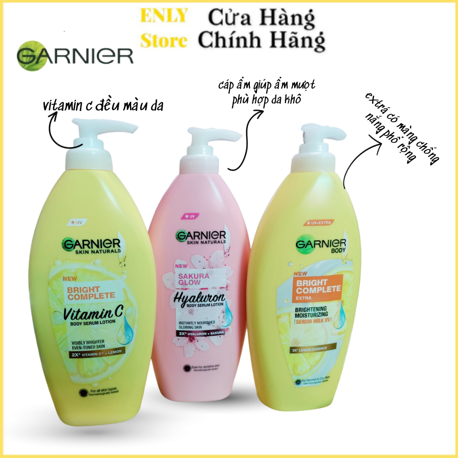Sữa dưỡng thể trắng da garnier white body serum milk uv body lotion 400ml