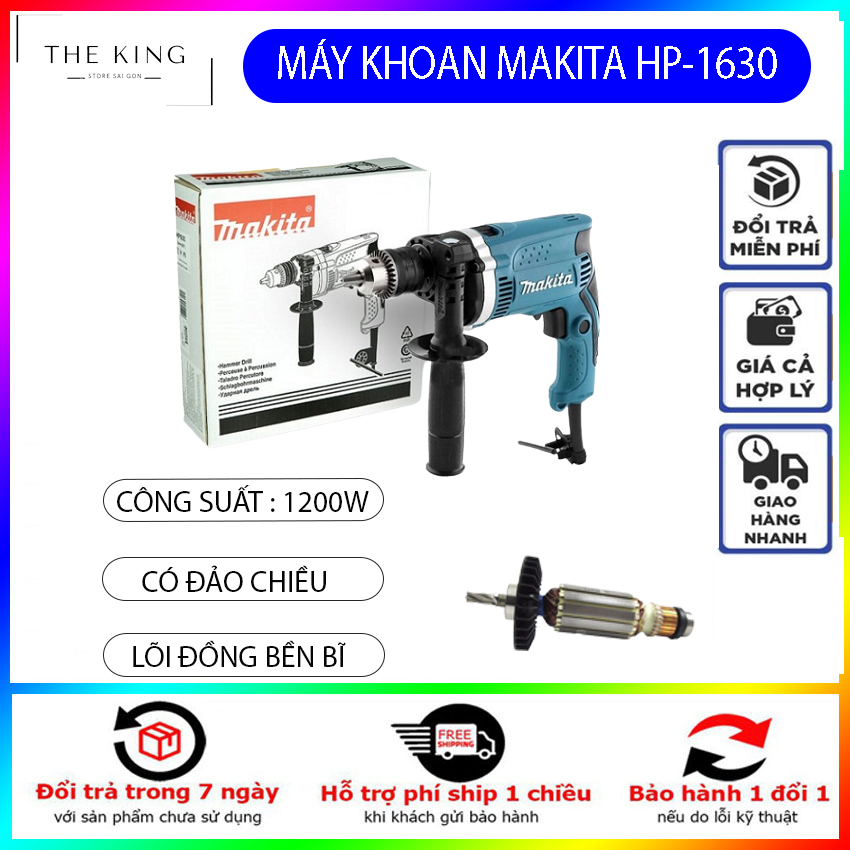 Máy Khoan Động Lực Makita Đầu Búa HP1630 Công Suất 1200w Chính Hãng . Bảo Hành 6 tháng.
