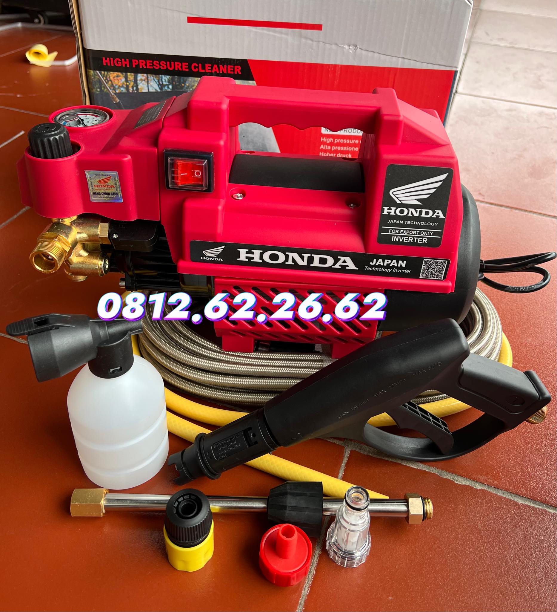 Máy rửa xe honda nhập khẩu japan 3500w,có chỉnh áp,tặng kèm bình tạo bọt