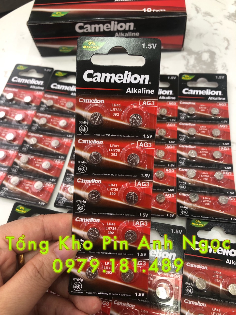 Vỉ 10 viên pin ag3 lr41 lr736/392 camelion alkaline 1.5v