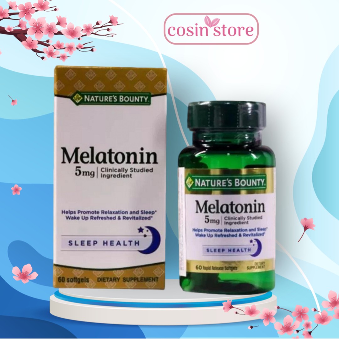 Viên uống Nature's Bounty Melatonin 5mg Sleep Health 60 viên - Hỗ trợ điều hòa giấc ngủ - Cosin Store